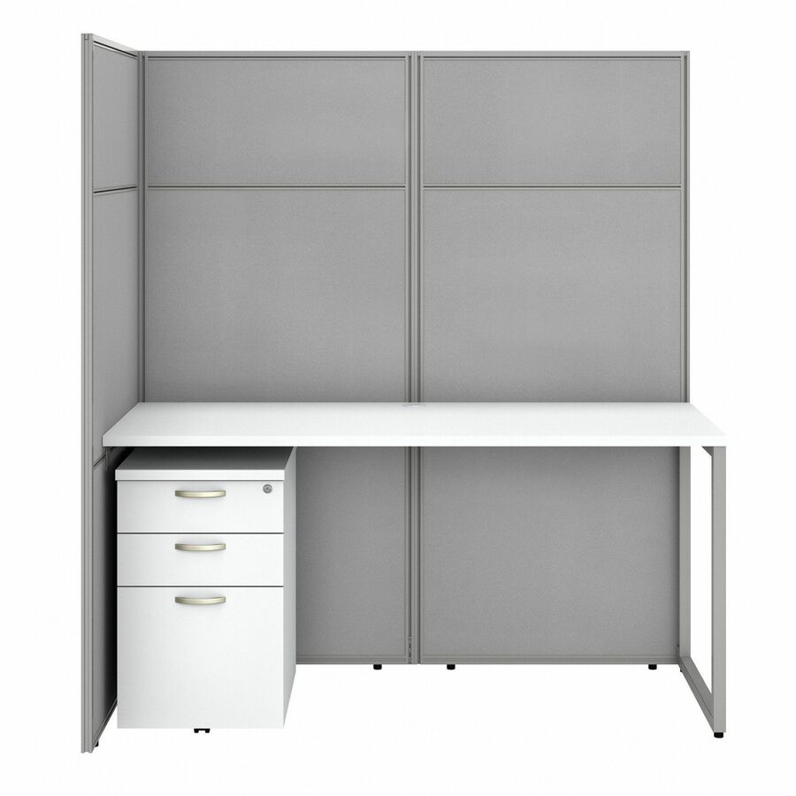 Bush Furniture 60"W 2 Person Cubicle Desk with File Cabinets and 66"H Panels (EODH46SWH03X) - SchoolOutlet