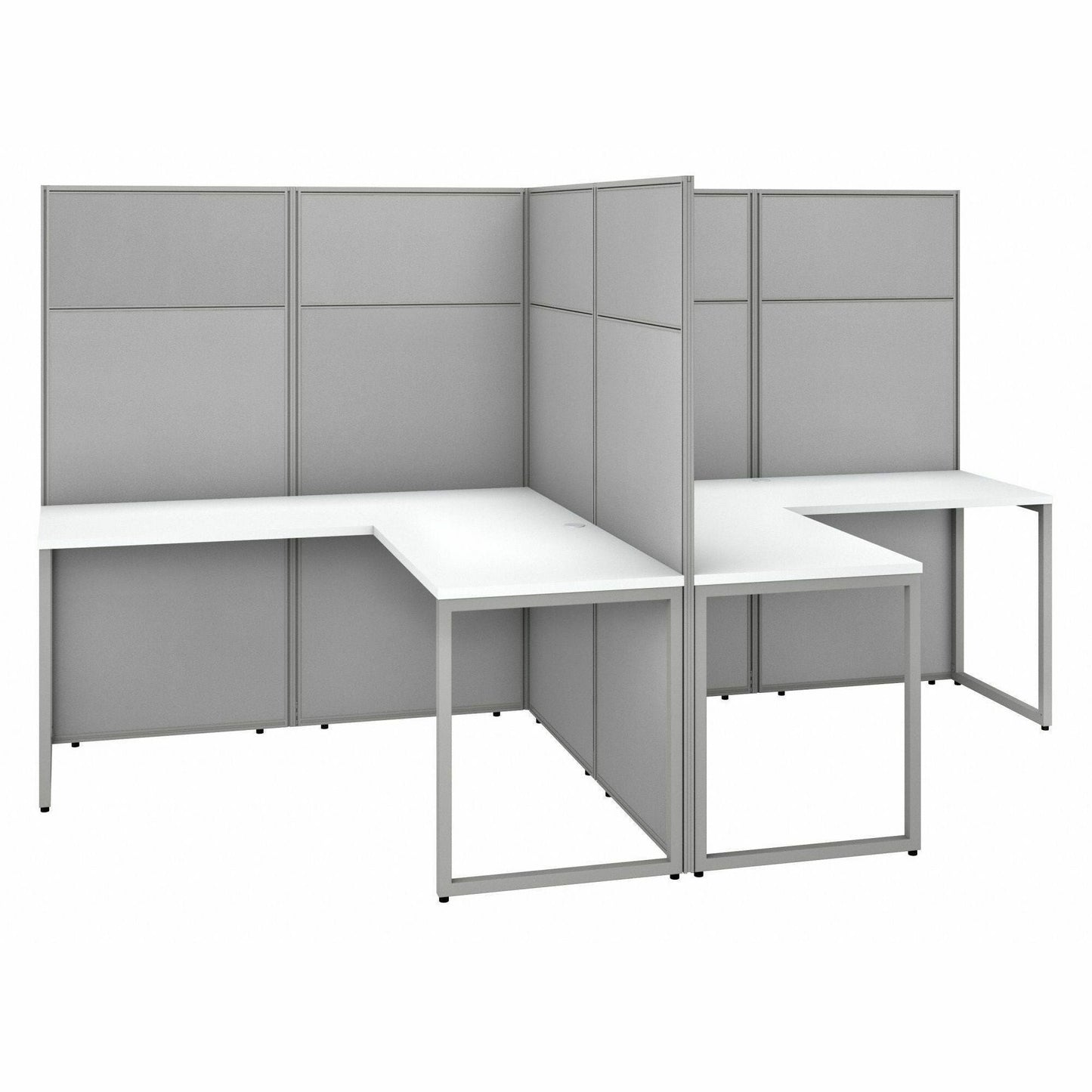 Bush Furniture 60"W 2 Person L - Shaped Cubicle Desk Workstation with 66"H Panels (EODH560WH03X) - SchoolOutlet