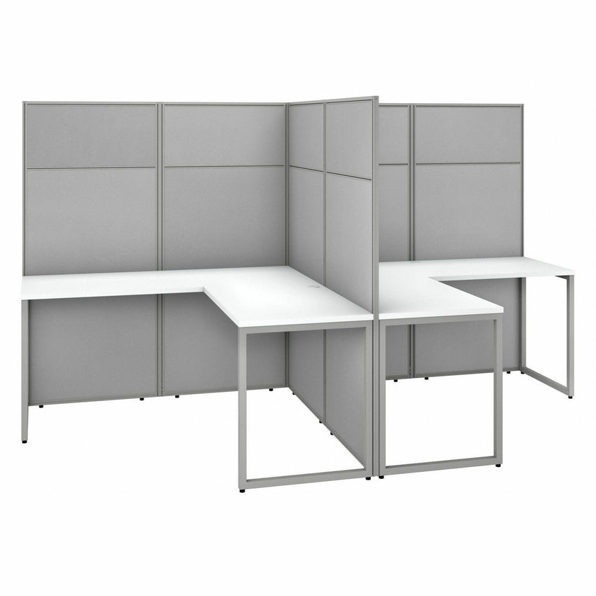 Bush Furniture 60"W 2 Person L - Shaped Cubicle Desk Workstation with 66"H Panels (EODH560WH03X) - SchoolOutlet