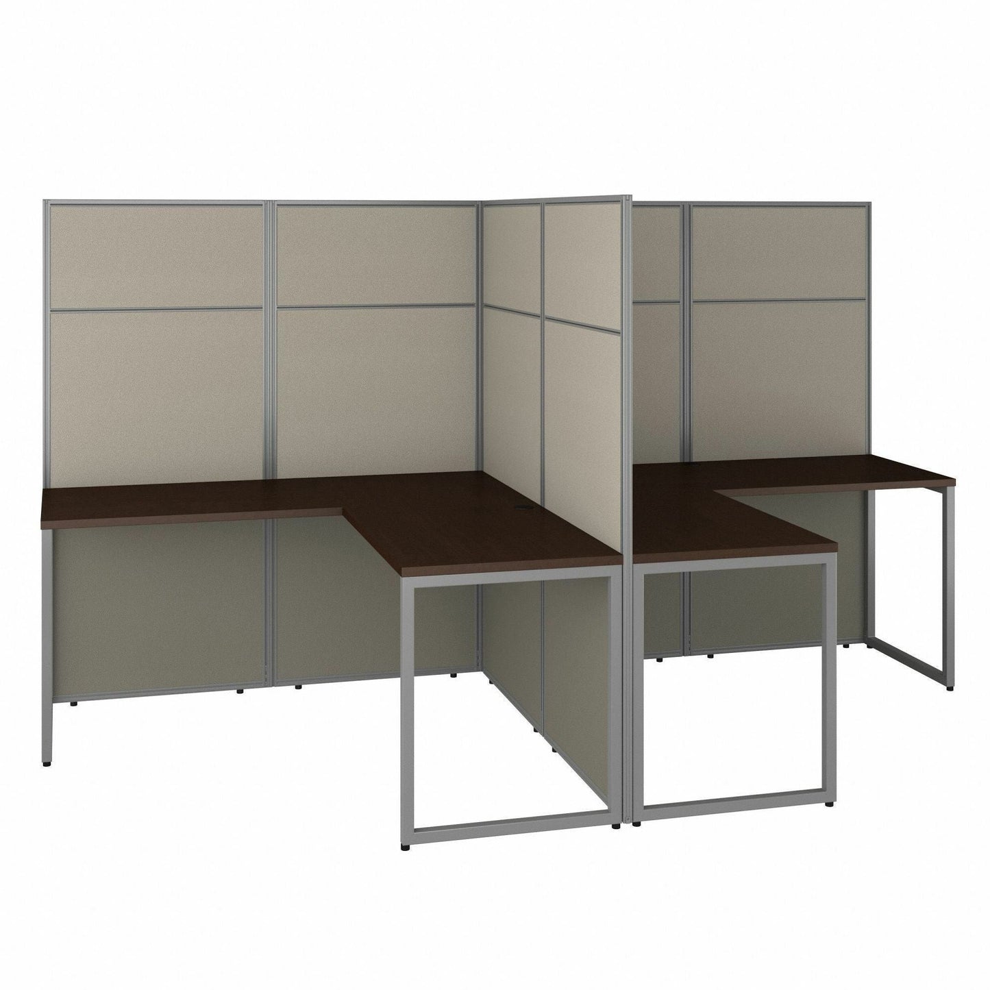 Bush Furniture 60"W 2 Person L - Shaped Cubicle Desk Workstation with 66"H Panels (EODH560WH03X) - SchoolOutlet