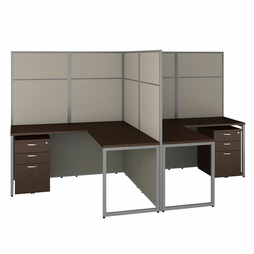 Bush Furniture 60"W 2 Person L Shaped Cubicle Desk with Drawers and Panels (EODH56SWH03X) - SchoolOutlet