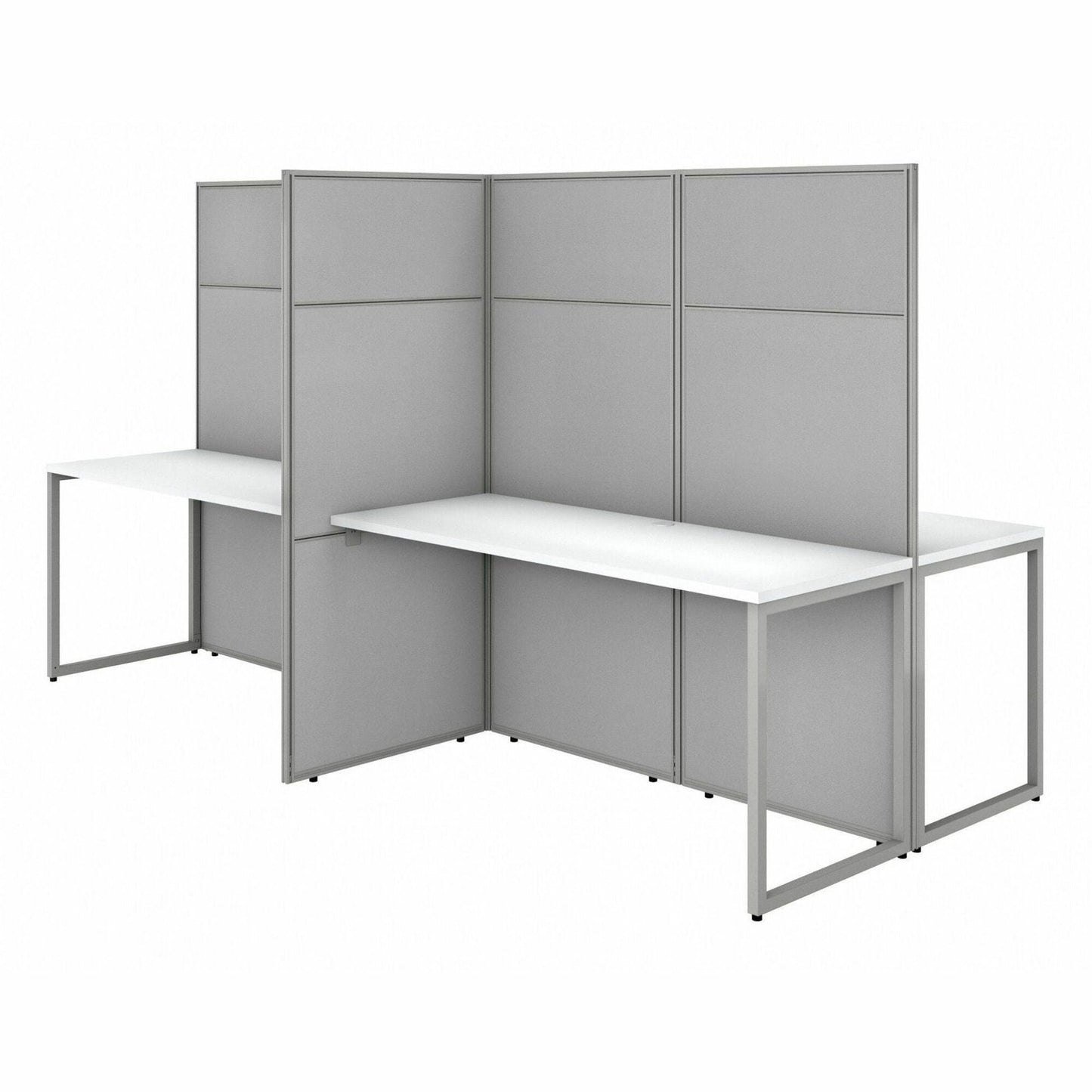 Bush Furniture 4 - Person Cubicle Desk Workstation with 66"H Panels (EODH660WH03X) - SchoolOutlet