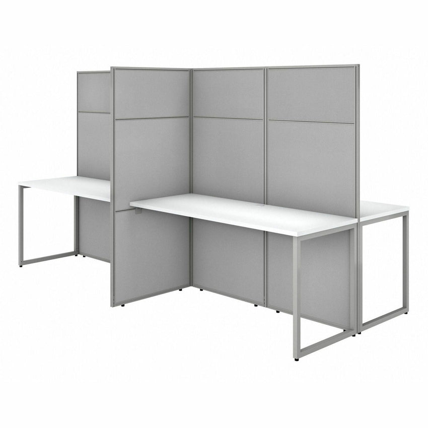 Bush Furniture 4 - Person Cubicle Desk Workstation with 66"H Panels (EODH660WH03X) - SchoolOutlet