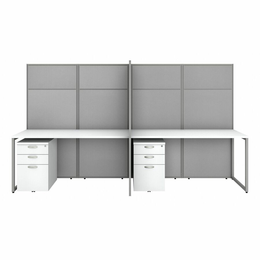 Bush Furniture 60"W 4 - Person Cubicle Desk with File Cabinets and 66"H Panels - Modern Modular Workstation Set (EODH66SWH03X) - SchoolOutlet
