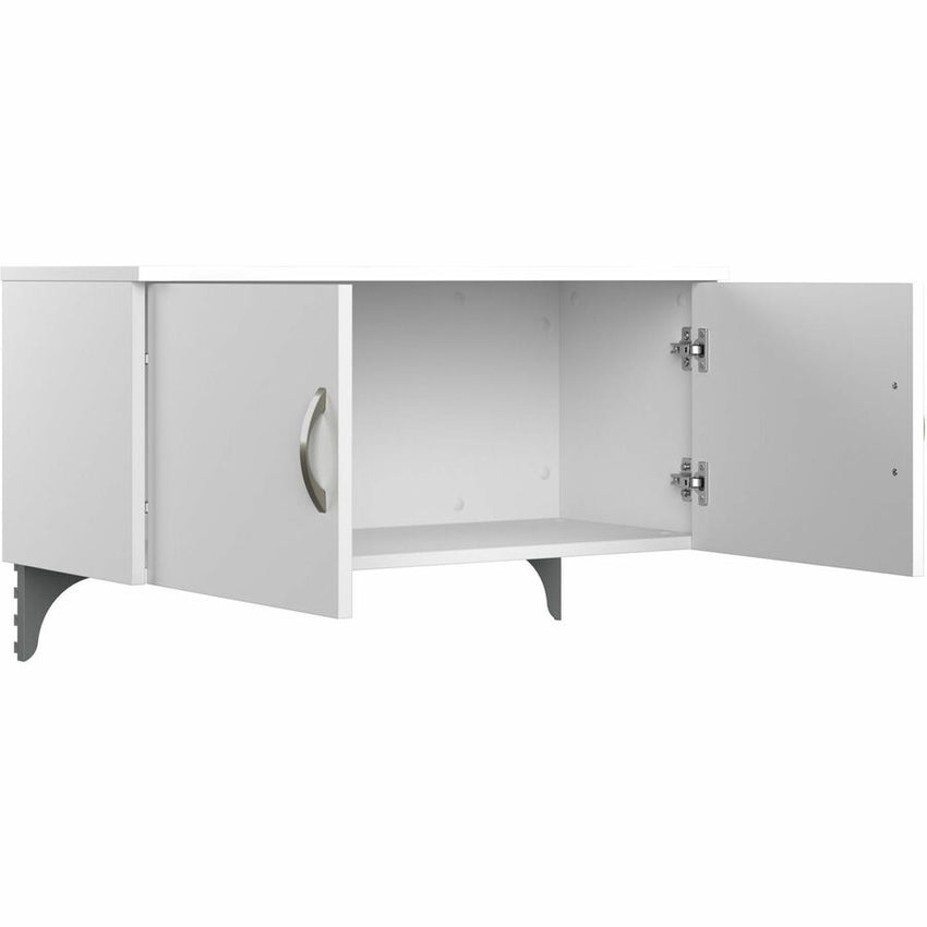 Bush Furniture 60"W 4 - Person Cubicle Desk with File Cabinets and 66"H Panels - Modern Modular Workstation Set (EODH66SWH03X) - SchoolOutlet