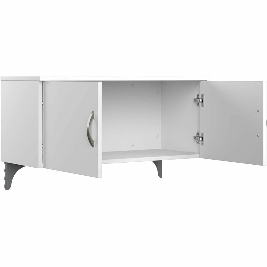 Bush Furniture 60"W 4 - Person Cubicle Desk with File Cabinets and 66"H Panels - Modern Modular Workstation Set (EODH66SWH03X) - SchoolOutlet