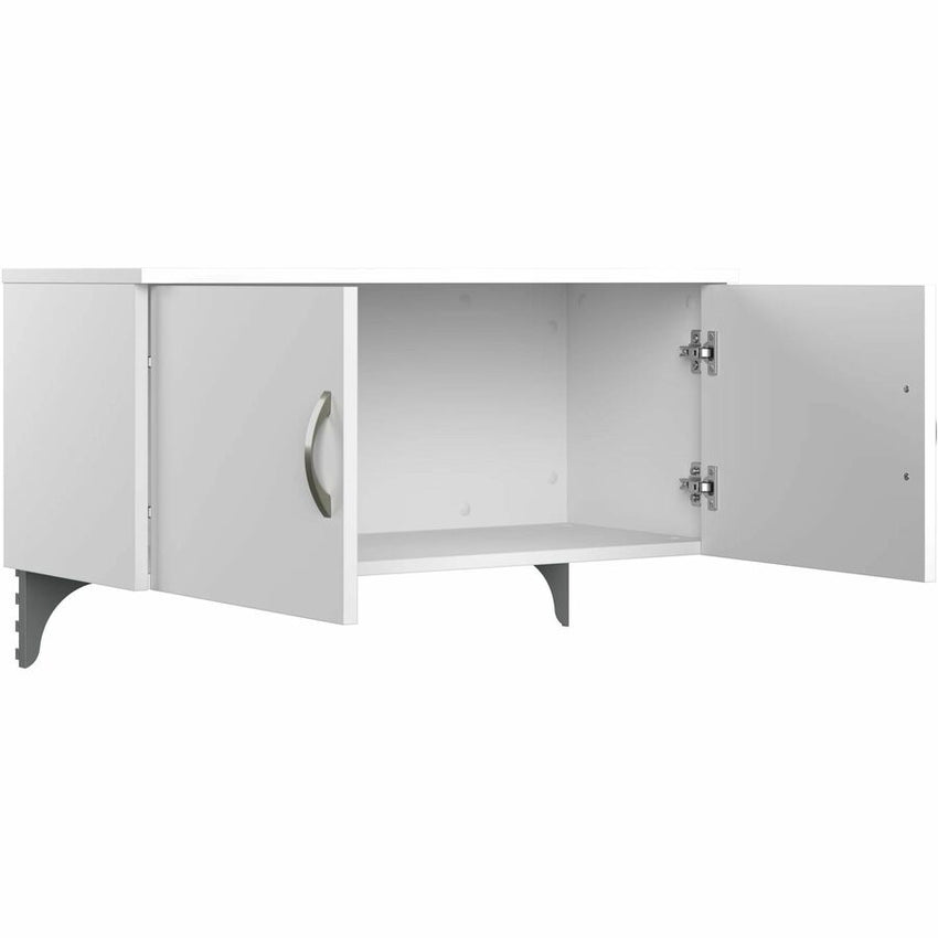 Bush Furniture 60"W 4 - Person Cubicle Desk with File Cabinets and 66"H Panels - Modern Modular Workstation Set (EODH66SWH03X) - SchoolOutlet