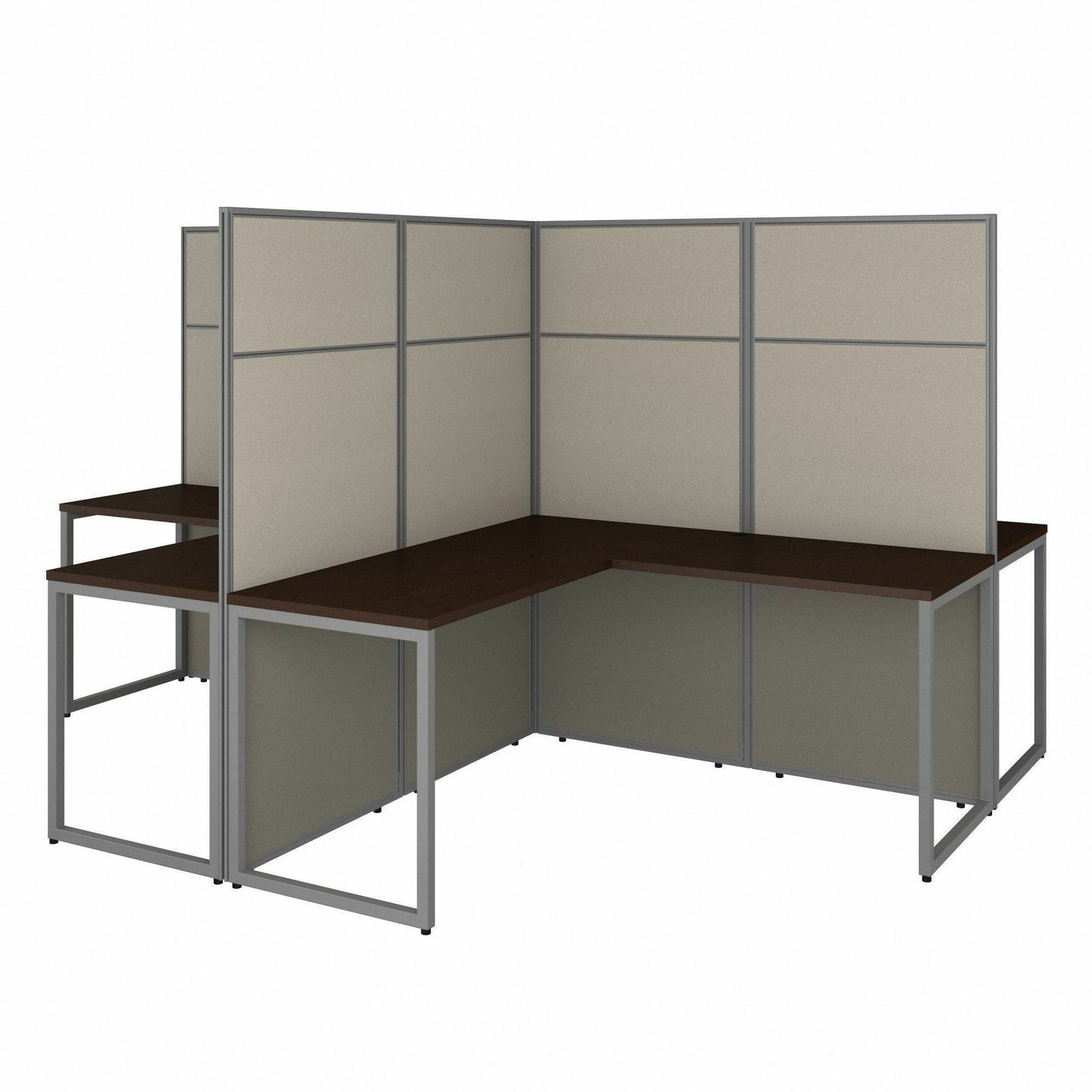 Bush Furniture 60"W 4 - Person L - Shaped Cubicle Desk Workstation with 66H Panels - Modular Open Office Solution (EODH760MR03X) - SchoolOutlet