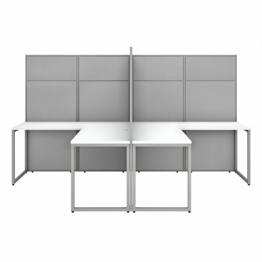 Bush Furniture 60"W 4 - Person L - Shaped Cubicle Desk Workstation with 66H Panels - Modular Open Office Solution (EODH760MR03X) - SchoolOutlet