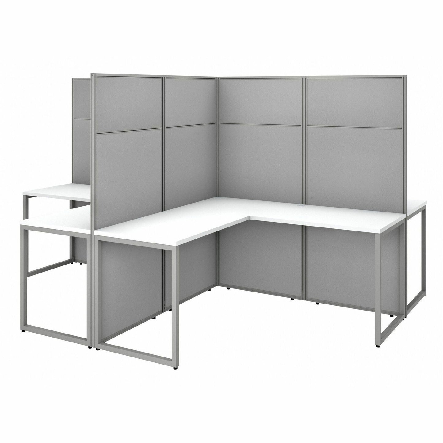 Bush Furniture 60"W 4 - Person L - Shaped Cubicle Desk Workstation with 66H Panels - Modular Open Office Solution (EODH760MR03X) - SchoolOutlet