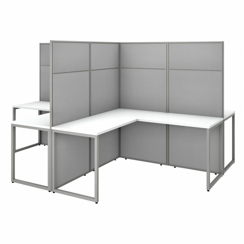 Bush Furniture 60"W 4 - Person L - Shaped Cubicle Desk Workstation with 66H Panels - Modular Open Office Solution (EODH760MR03X) - SchoolOutlet