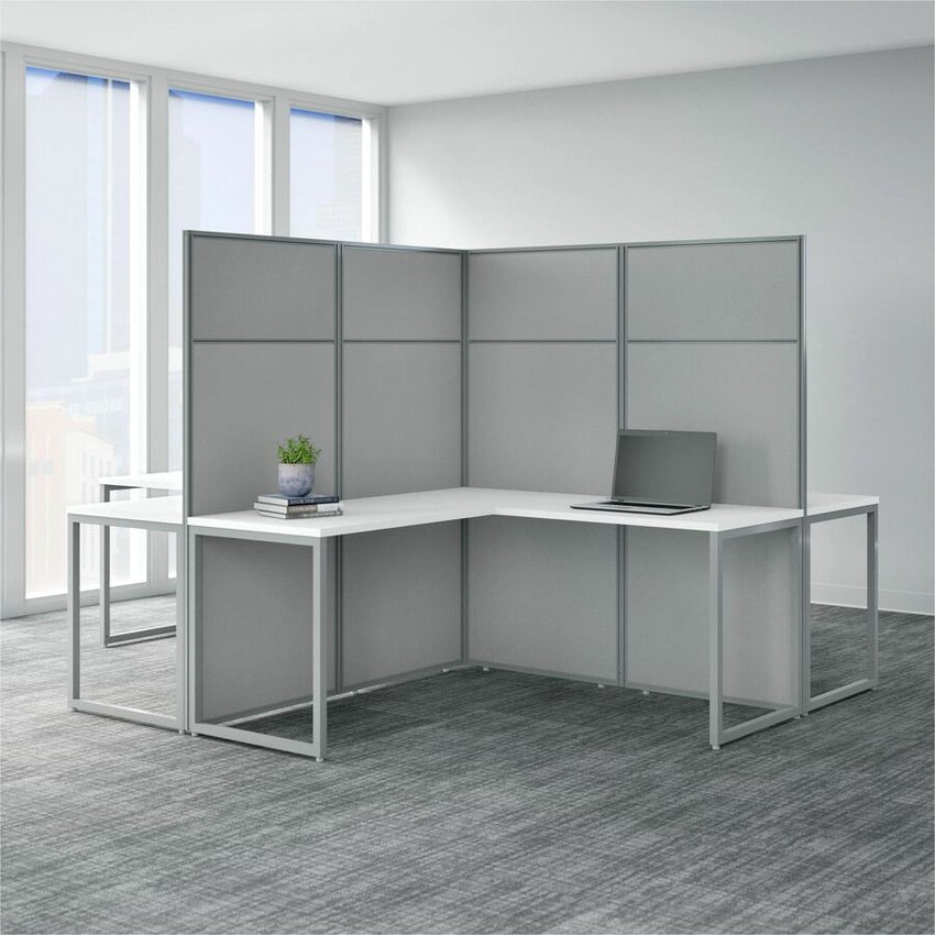 Bush Furniture 60"W 4 - Person L - Shaped Cubicle Desk Workstation with 66H Panels - Modular Open Office Solution (EODH760MR03X) - SchoolOutlet