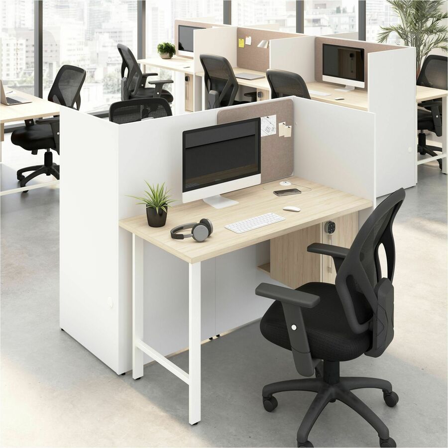 Bush Furniture 47"W x 24"D x 48H Small Cubicle Desk with Storage (HUCB248X) - SchoolOutlet