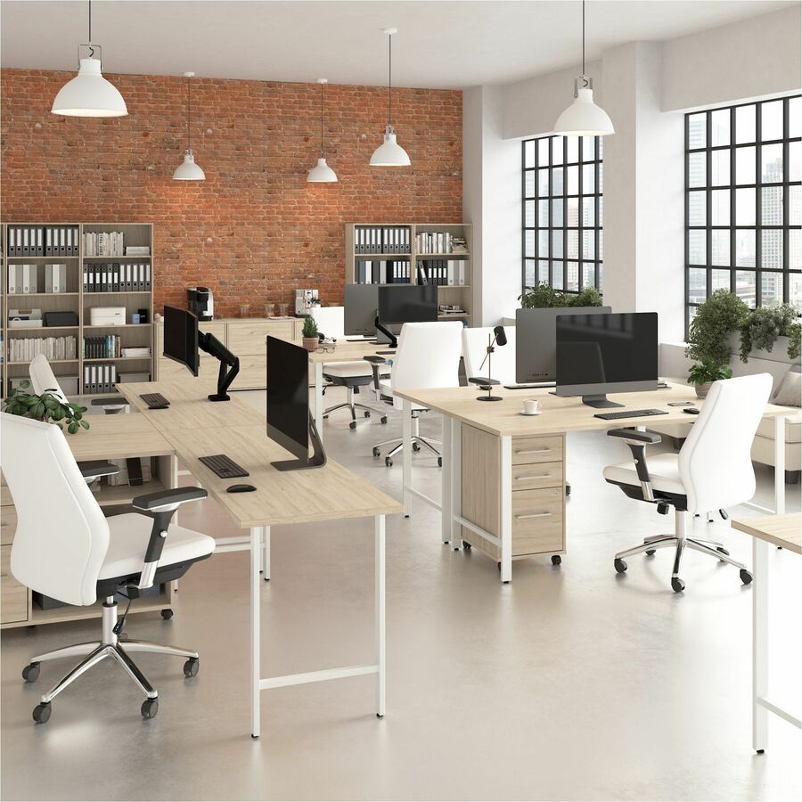 Bush Furniture 72W L - Shaped Office Desk with Metal Legs (HUS001X) - SchoolOutlet