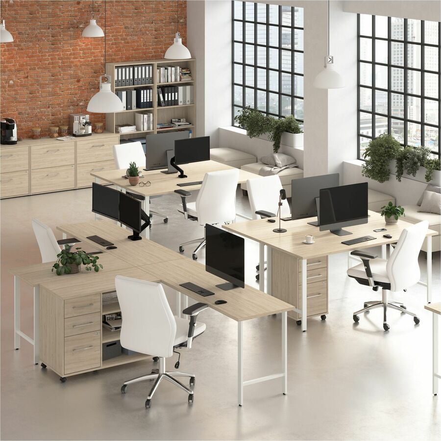 Bush Furniture 60W L - Shaped Office Desk with Metal Legs (HUS003X) - SchoolOutlet