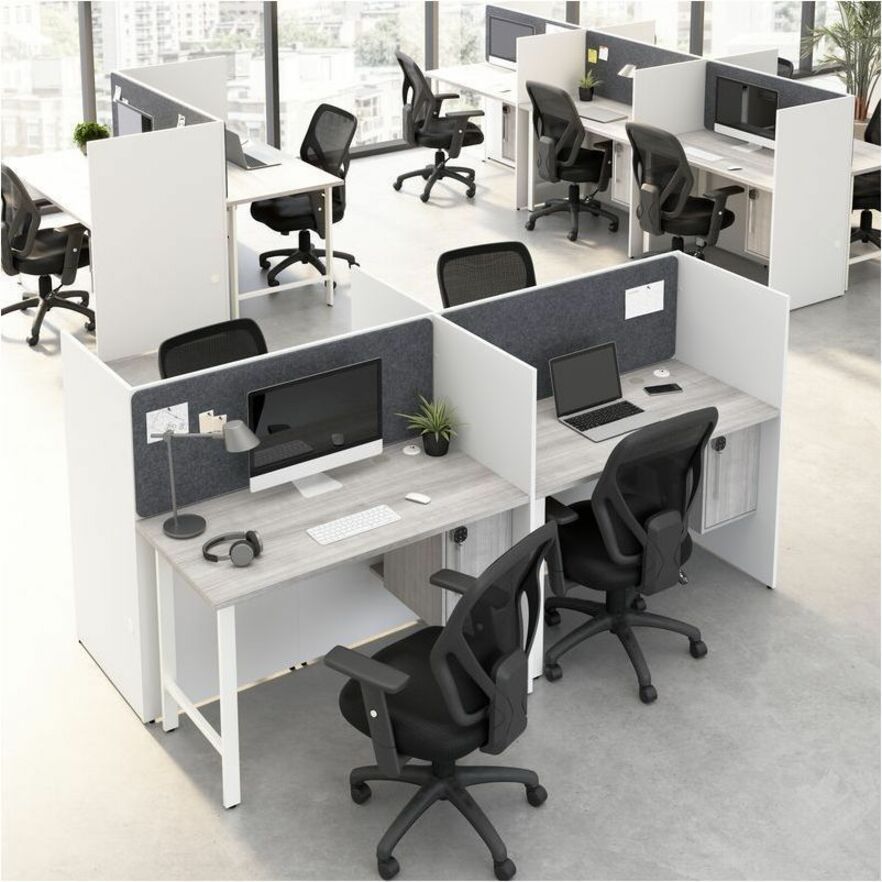 Bush Furniture 47"Wide Office Workstation with Storage Cabinets (HUS020X) - SchoolOutlet