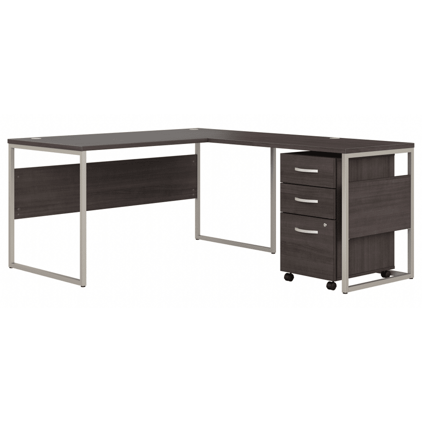 Bush Furniture 59"x 71"L - Shaped Computer Desk with Mobile File Cabinet (HYB029X) - SchoolOutlet