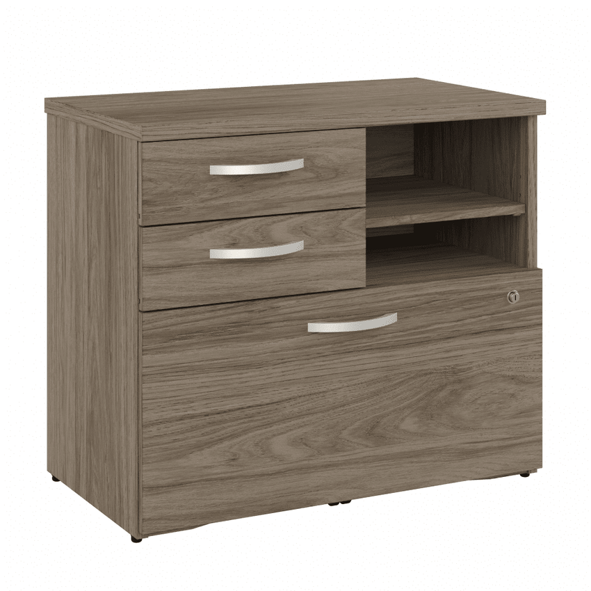 Bush Furniture 30"Office Storage Cabinet with Locking File Drawer, Box Drawers & Open Shelves (HYF130X) - SchoolOutlet