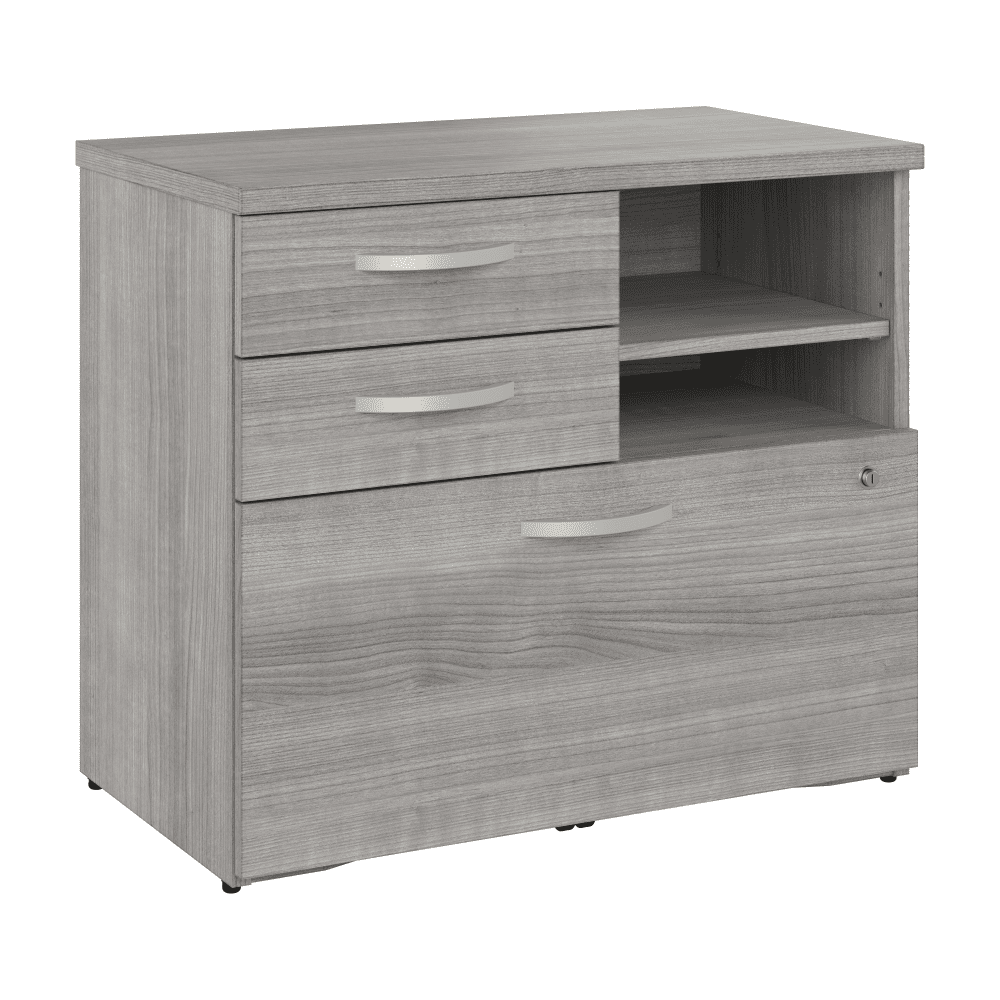 Bush Furniture 30"Office Storage Cabinet with Locking File Drawer, Box Drawers & Open Shelves (HYF130X) - SchoolOutlet