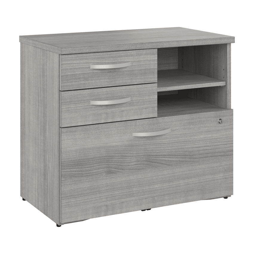 Bush Furniture 30"Office Storage Cabinet with Locking File Drawer, Box Drawers & Open Shelves (HYF130X) - SchoolOutlet
