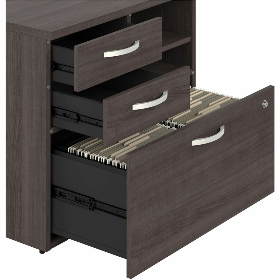 Bush Furniture 30"Office Storage Cabinet with Locking File Drawer, Box Drawers & Open Shelves (HYF130X) - SchoolOutlet