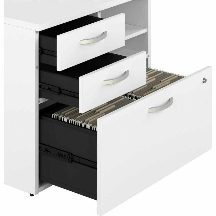 Bush Furniture 30"Office Storage Cabinet with Locking File Drawer, Box Drawers & Open Shelves (HYF130X) - SchoolOutlet