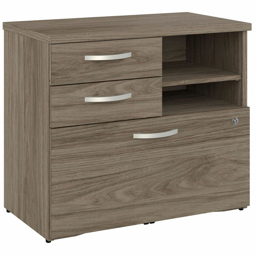 Bush Furniture 30"Office Storage Cabinet with Locking File Drawer, Box Drawers & Open Shelves (HYF130X) - SchoolOutlet