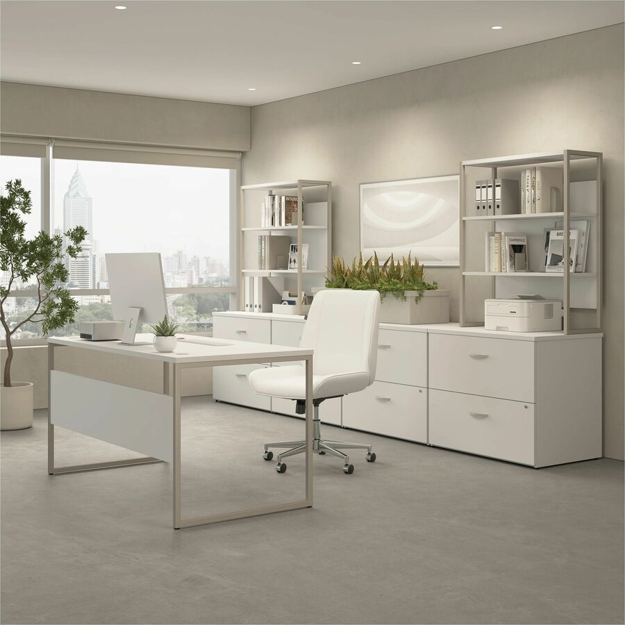 Bush Furniture 30"Office Storage Cabinet with Locking File Drawer, Box Drawers & Open Shelves (HYF130X) - SchoolOutlet