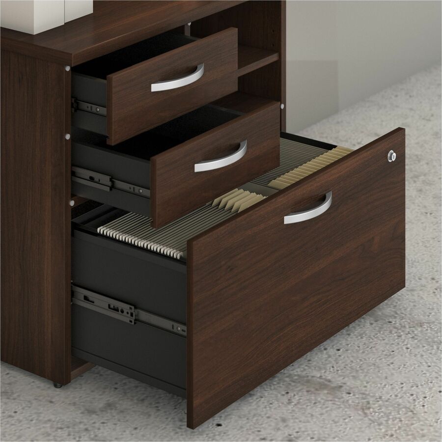 Bush Furniture 30"Office Storage Cabinet with Locking File Drawer, Box Drawers & Open Shelves (HYF130X) - SchoolOutlet