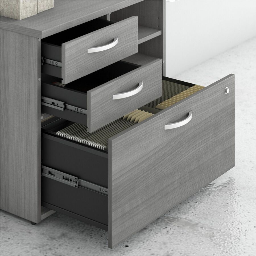 Bush Furniture 30"Office Storage Cabinet with Locking File Drawer, Box Drawers & Open Shelves (HYF130X) - SchoolOutlet