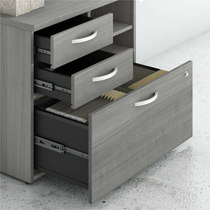 Bush Furniture 30"Office Storage Cabinet with Locking File Drawer, Box Drawers & Open Shelves (HYF130X) - SchoolOutlet