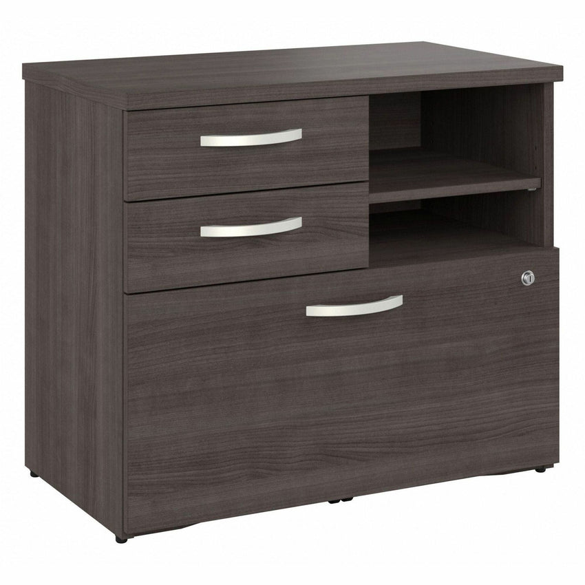 Bush Furniture 30"Office Storage Cabinet with Locking File Drawer, Box Drawers & Open Shelves (HYF130X) - SchoolOutlet