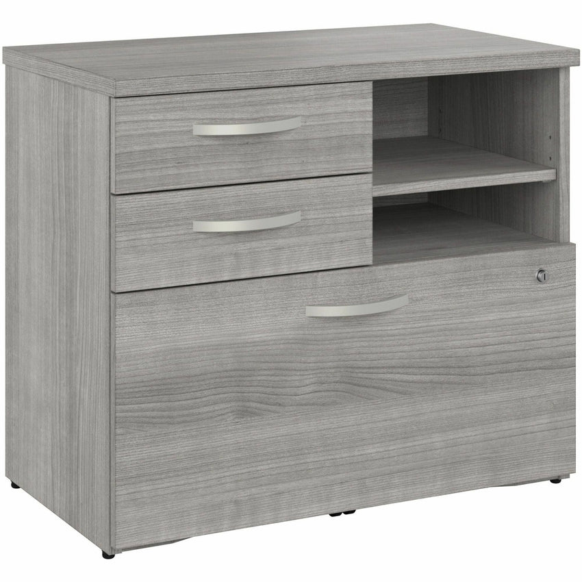 Bush Furniture 30"Office Storage Cabinet with Locking File Drawer, Box Drawers & Open Shelves (HYF130X) - SchoolOutlet