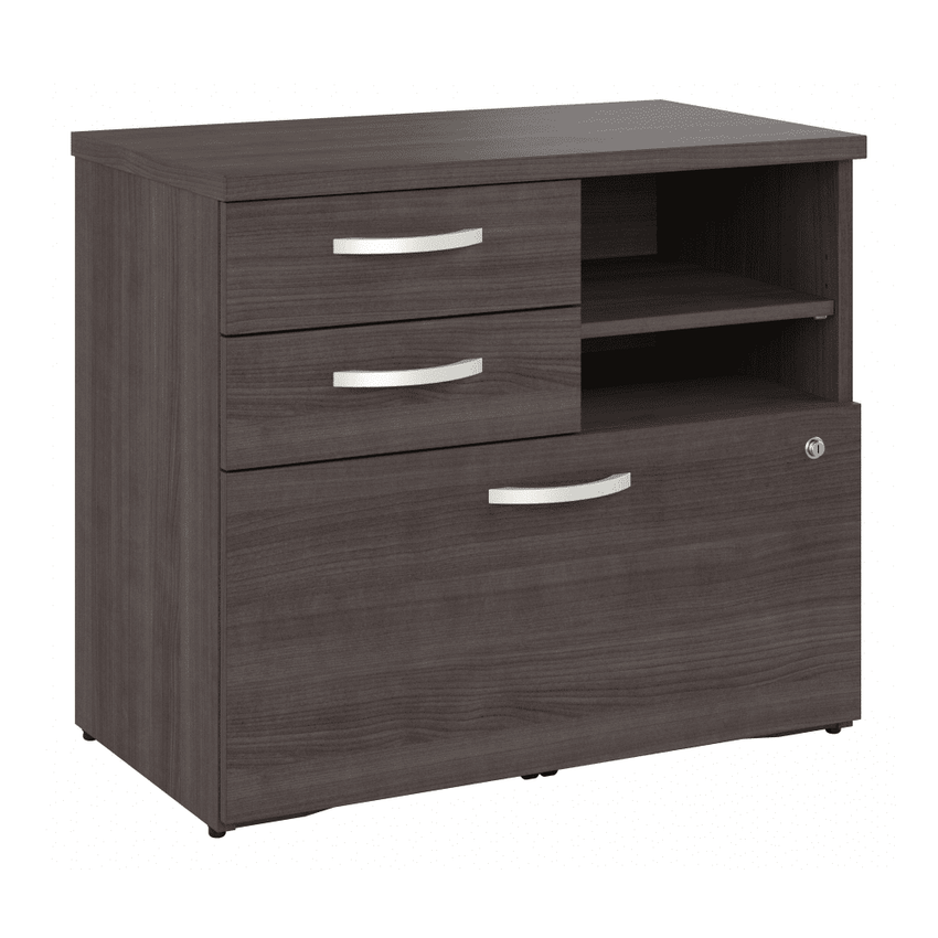 Bush Furniture 30"Office Storage Cabinet with Locking File Drawer, Box Drawers & Open Shelves (HYF130X) - SchoolOutlet