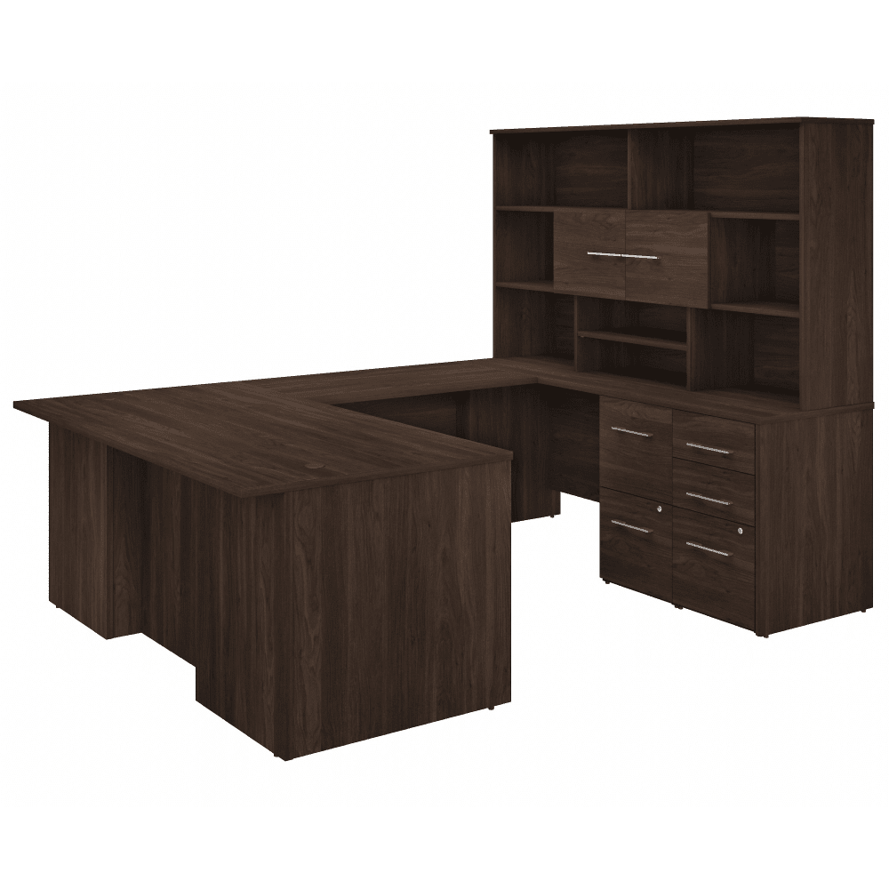 Bush Furniture 71"x 100"U - Shaped Executive Desk with Hutch and Filing Cabinets (OF5003X) - SchoolOutlet