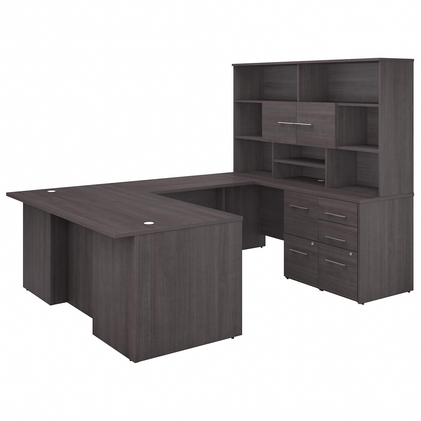 Bush Furniture 71"x 100"U - Shaped Executive Desk with Hutch and Filing Cabinets (OF5003X) - SchoolOutlet