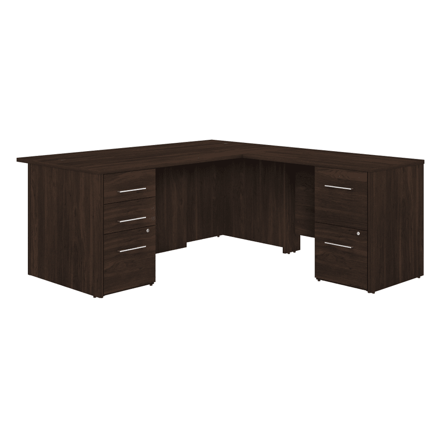 Bush Furniture 71"x 77"L - Shaped Executive Desk with Filing Cabinets (OF5004X) - SchoolOutlet