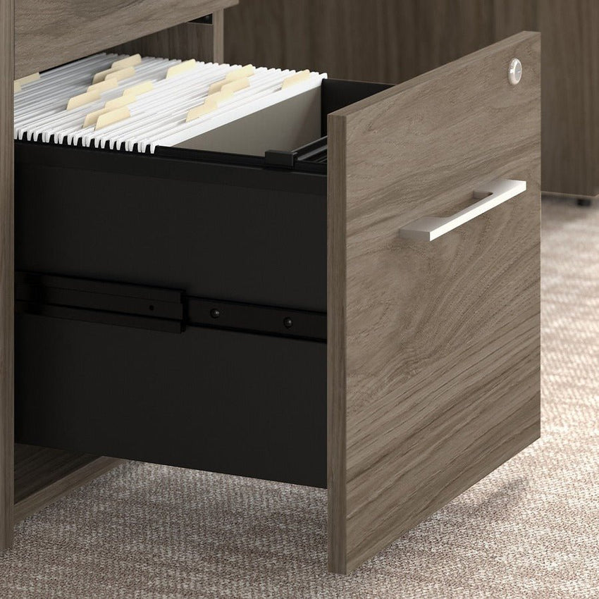 Bush Furniture 71"x 77"L - Shaped Executive Desk with Filing Cabinets (OF5004X) - SchoolOutlet