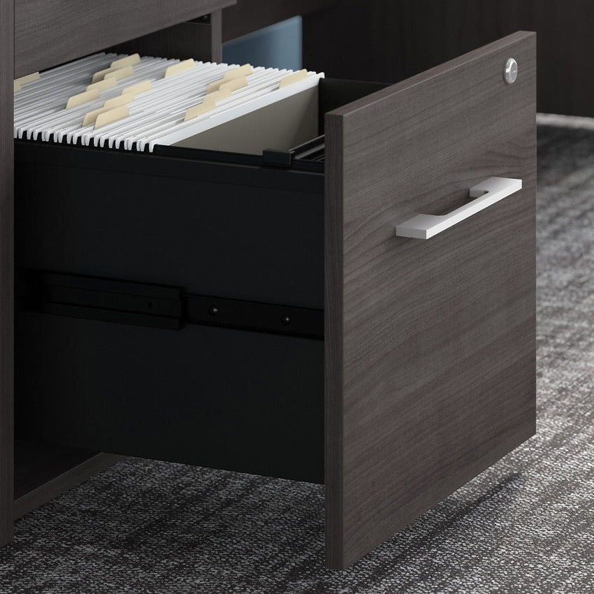 Bush Furniture 71"x 77"L - Shaped Executive Desk with Filing Cabinets (OF5004X) - SchoolOutlet