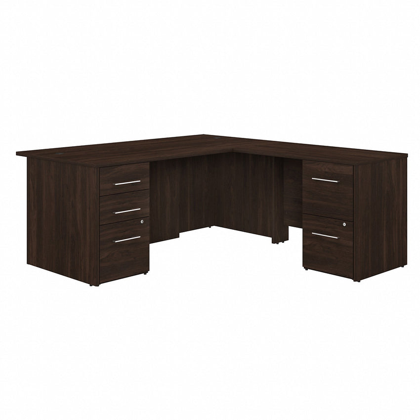 Bush Furniture 71"x 77"L - Shaped Executive Desk with Filing Cabinets (OF5004X) - SchoolOutlet