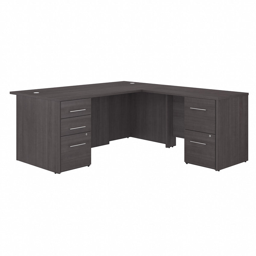 Bush Furniture 71"x 77"L - Shaped Executive Desk with Filing Cabinets (OF5004X) - SchoolOutlet