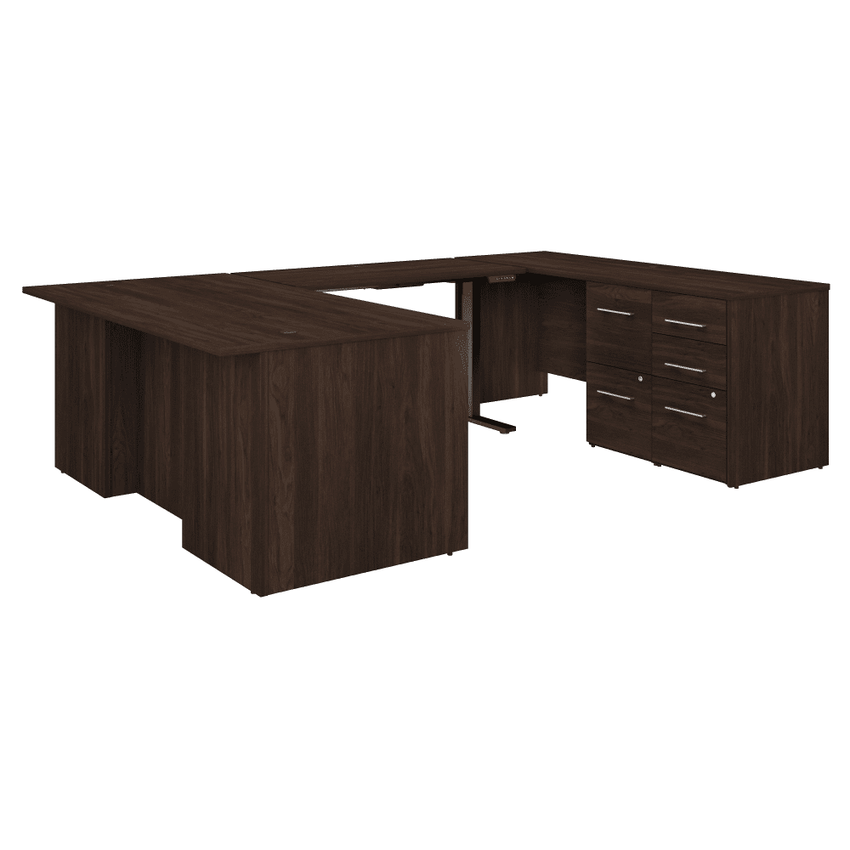 Bush Furniture 71"x 108"U - Shaped Executive Desk with Adjustable Standing Bridge & Filing Cabinets - 5 Piece Office Set (OF5005X) - SchoolOutlet