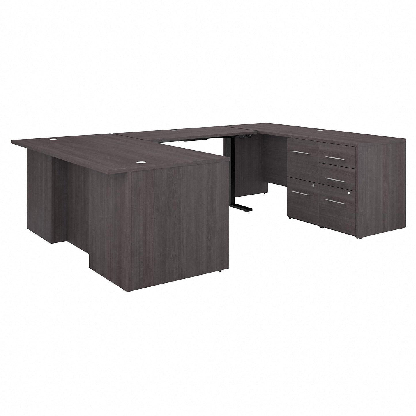 Bush Furniture 71"x 108"U - Shaped Executive Desk with Adjustable Standing Bridge & Filing Cabinets - 5 Piece Office Set (OF5005X) - SchoolOutlet