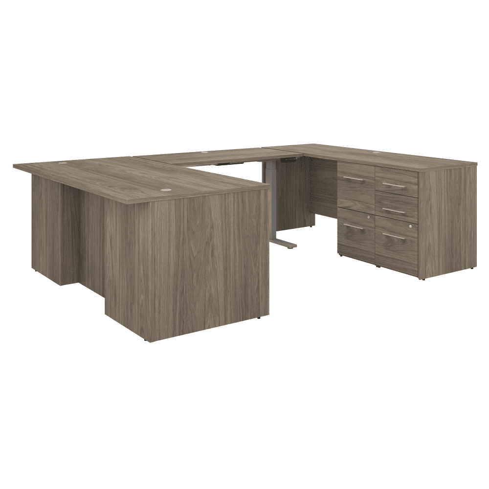 Bush Furniture 71"x 108"U - Shaped Executive Desk with Adjustable Standing Bridge & Filing Cabinets - 5 Piece Office Set (OF5005X) - SchoolOutlet