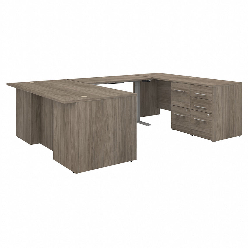 Bush Furniture 71"x 108"U - Shaped Executive Desk with Adjustable Standing Bridge & Filing Cabinets - 5 Piece Office Set (OF5005X) - SchoolOutlet