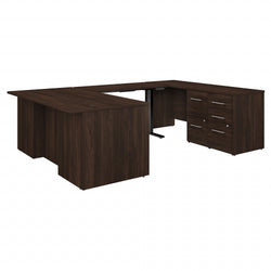 Bush Furniture 71"x 108"U-Shaped Executive Desk with Adjustable Standing Bridge & Filing Cabinets - 5 Piece Office Set (OF5005X)