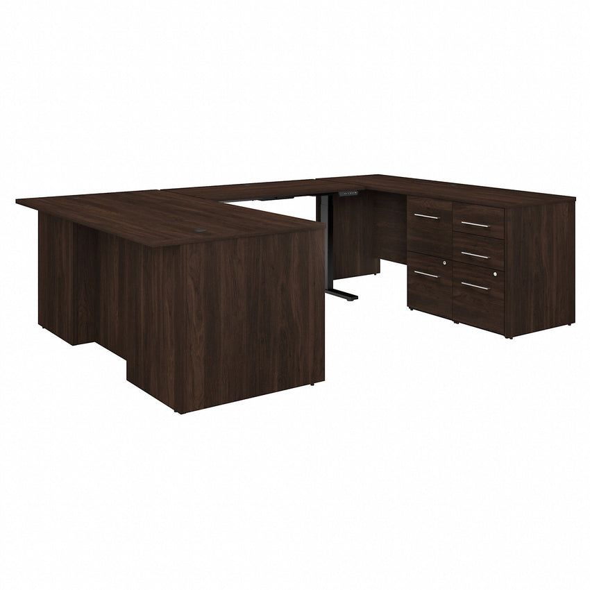Bush Furniture 71"x 108"U - Shaped Executive Desk with Adjustable Standing Bridge & Filing Cabinets - 5 Piece Office Set (OF5005X) - SchoolOutlet