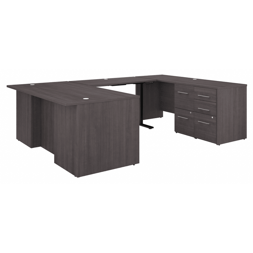 Bush Furniture 71"x 108"U - Shaped Executive Desk with Adjustable Standing Bridge & Filing Cabinets - 5 Piece Office Set (OF5005X) - SchoolOutlet