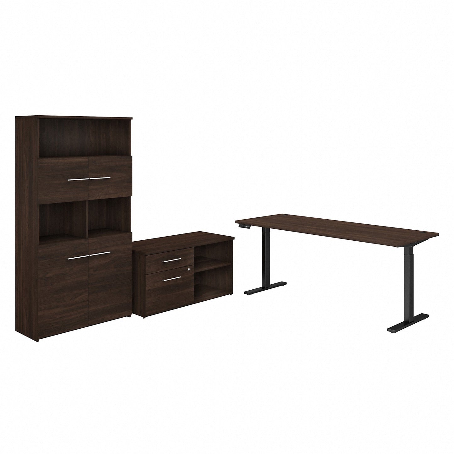 Bush Furniture 72"x 30"Height Adjustable Standing Desk with Storage & Bookcase - 3 Piece Office Bundle (OF5006X) - SchoolOutlet