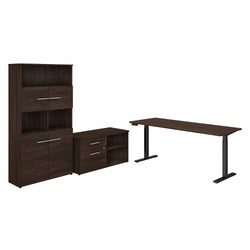 Bush Furniture 72"x 30"Height Adjustable Standing Desk with Storage & Bookcase - 3 Piece Office Bundle (OF5006X)